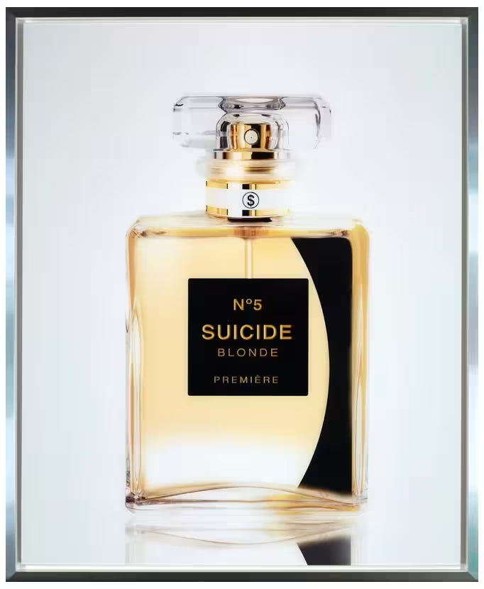 A Axel Crieger limited edition of a Chanel perfume bottle, the title is Suicide Blonde