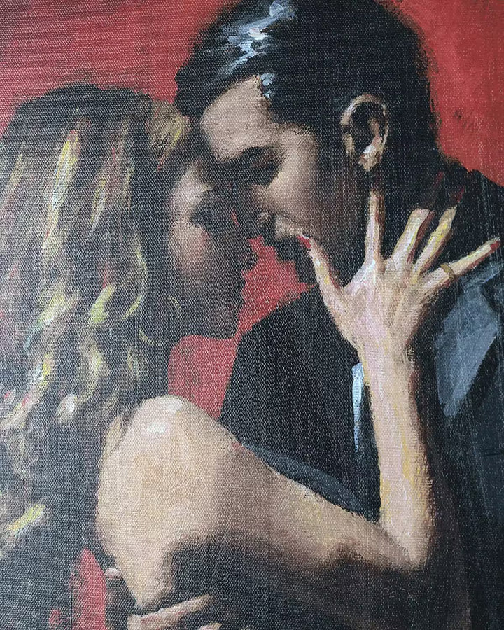 A Fabian Perez limited edition of a man and woman doing the Tango, the title is Tango En San Telmo VII