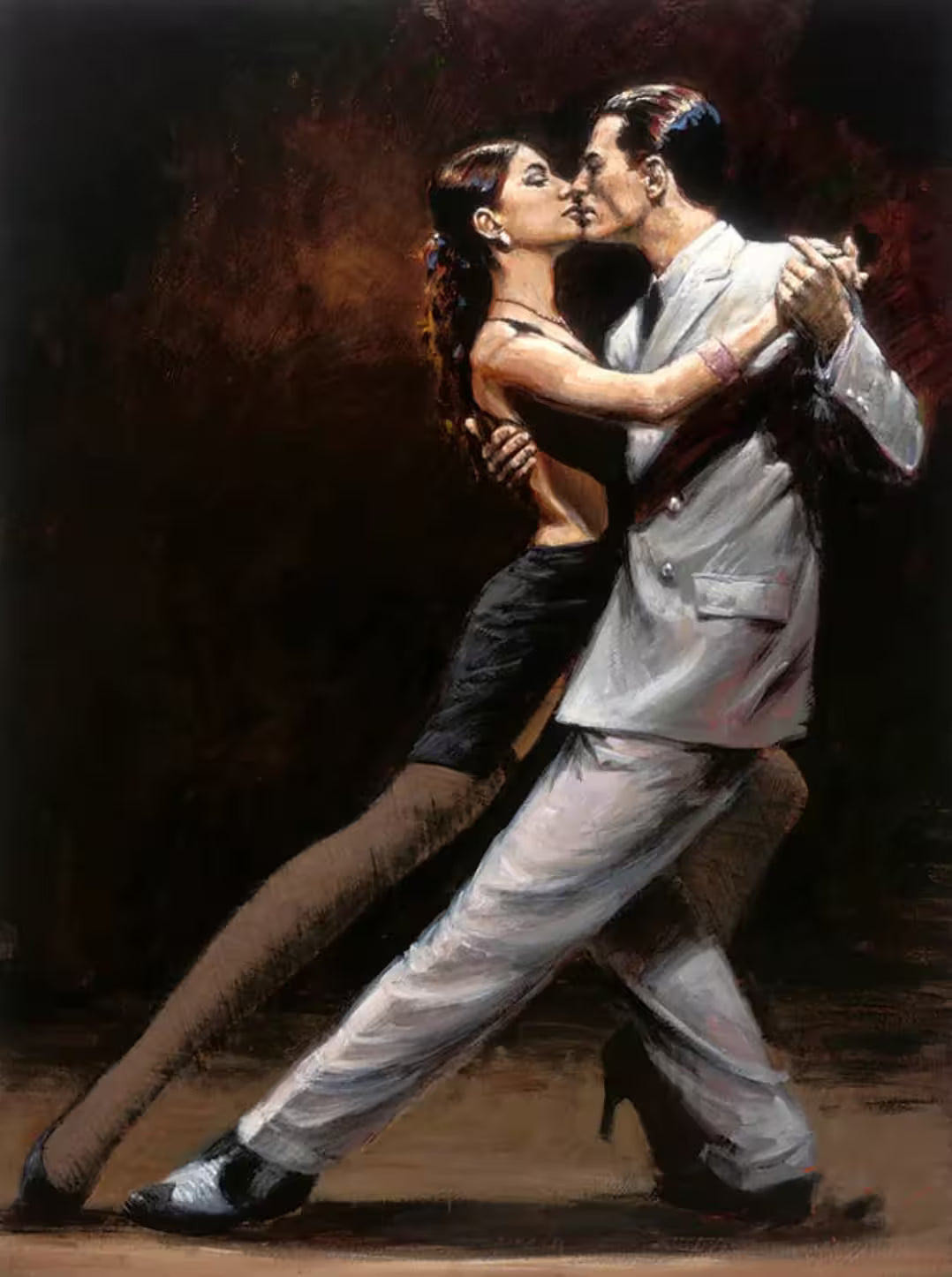 A Fabian Perez limited edition of a couple doing the tango, the title is Tango in Paris