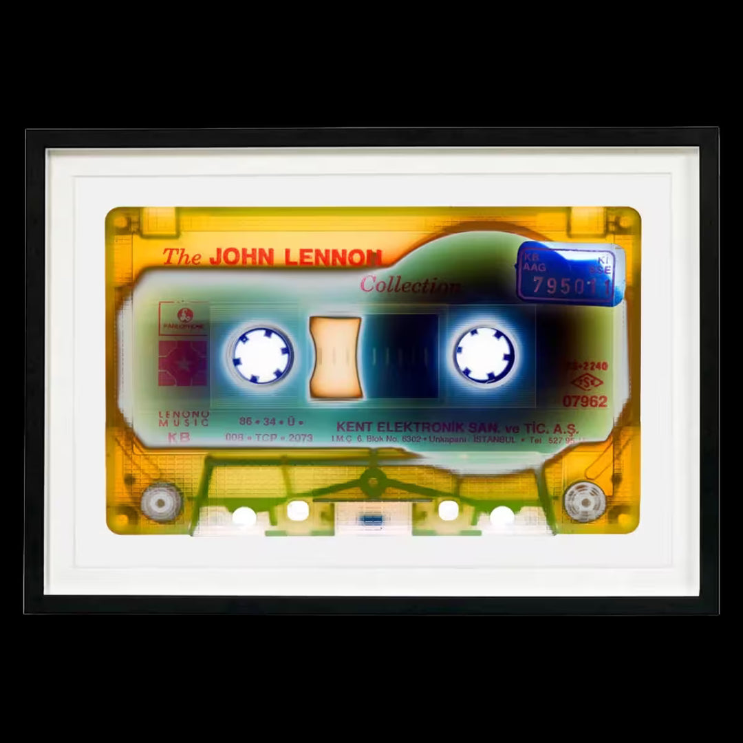 A framed limited edition photograph by Richard Heeps using vibrant colours, the title is Tape Collection Elektronik 2023