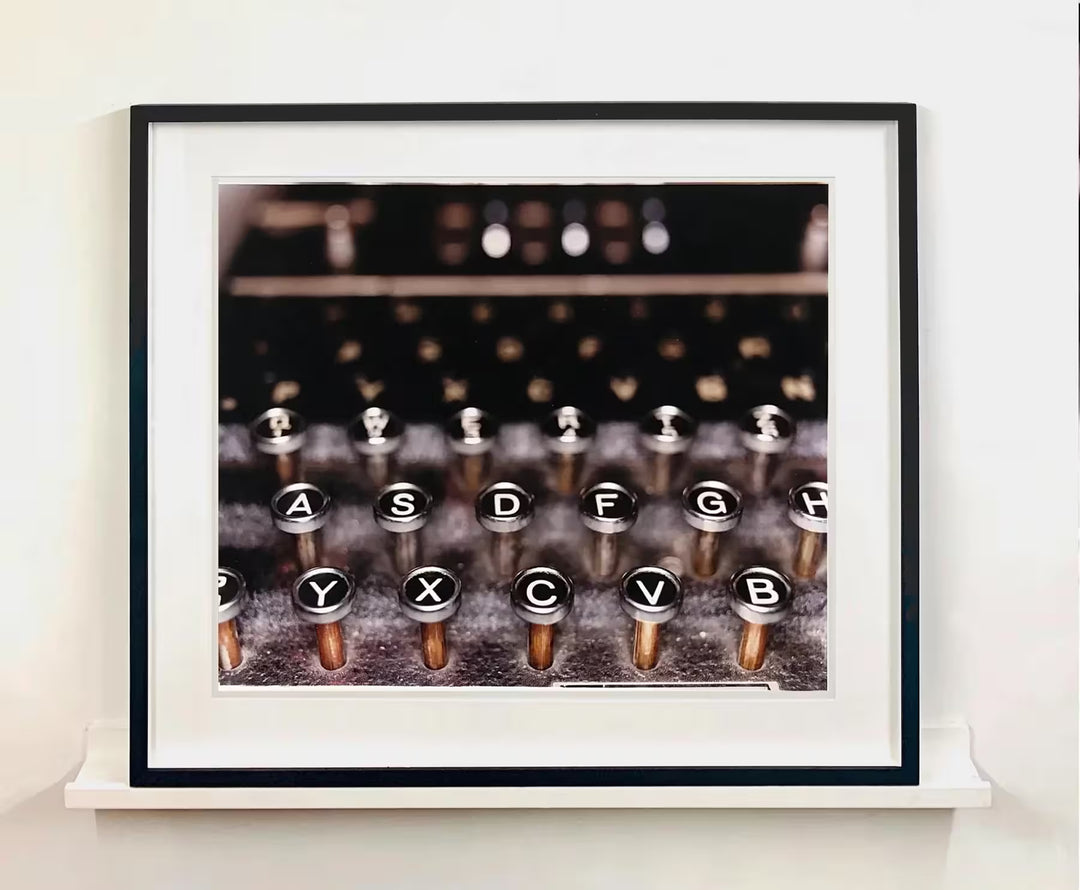 A limited edition photograph by Richard Heeps using vibrant colours, the title is The Enigma Machine, Bletchley Park, 2003 (Film Rebate)