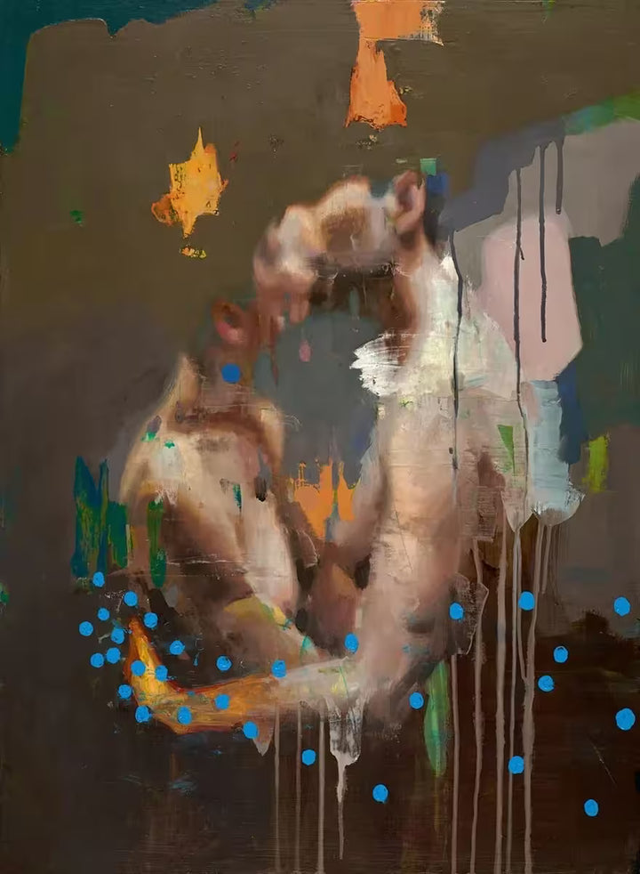 A limited edition piece by Christian Hook of two people kissing and holding each other, the title is The Kiss