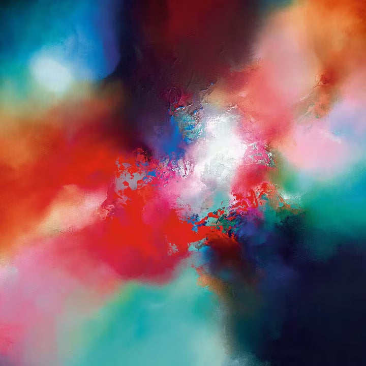 A Simon Kenny limited edition of an abstract colourful sky, the title is The Seeker