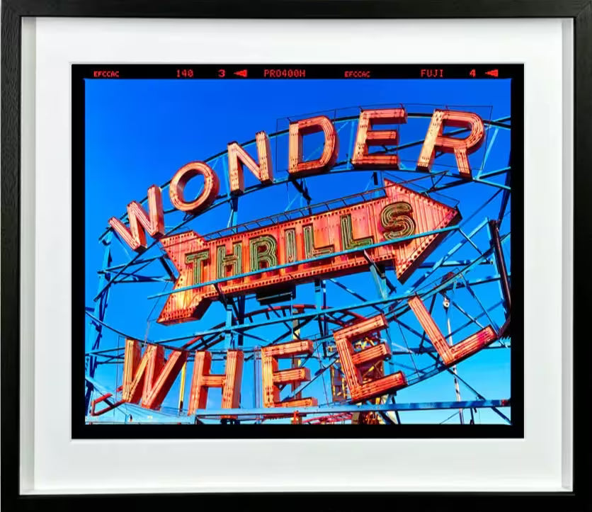A framed limited edition photograph by Richard Heeps using vibrant colours, the title is Thrills