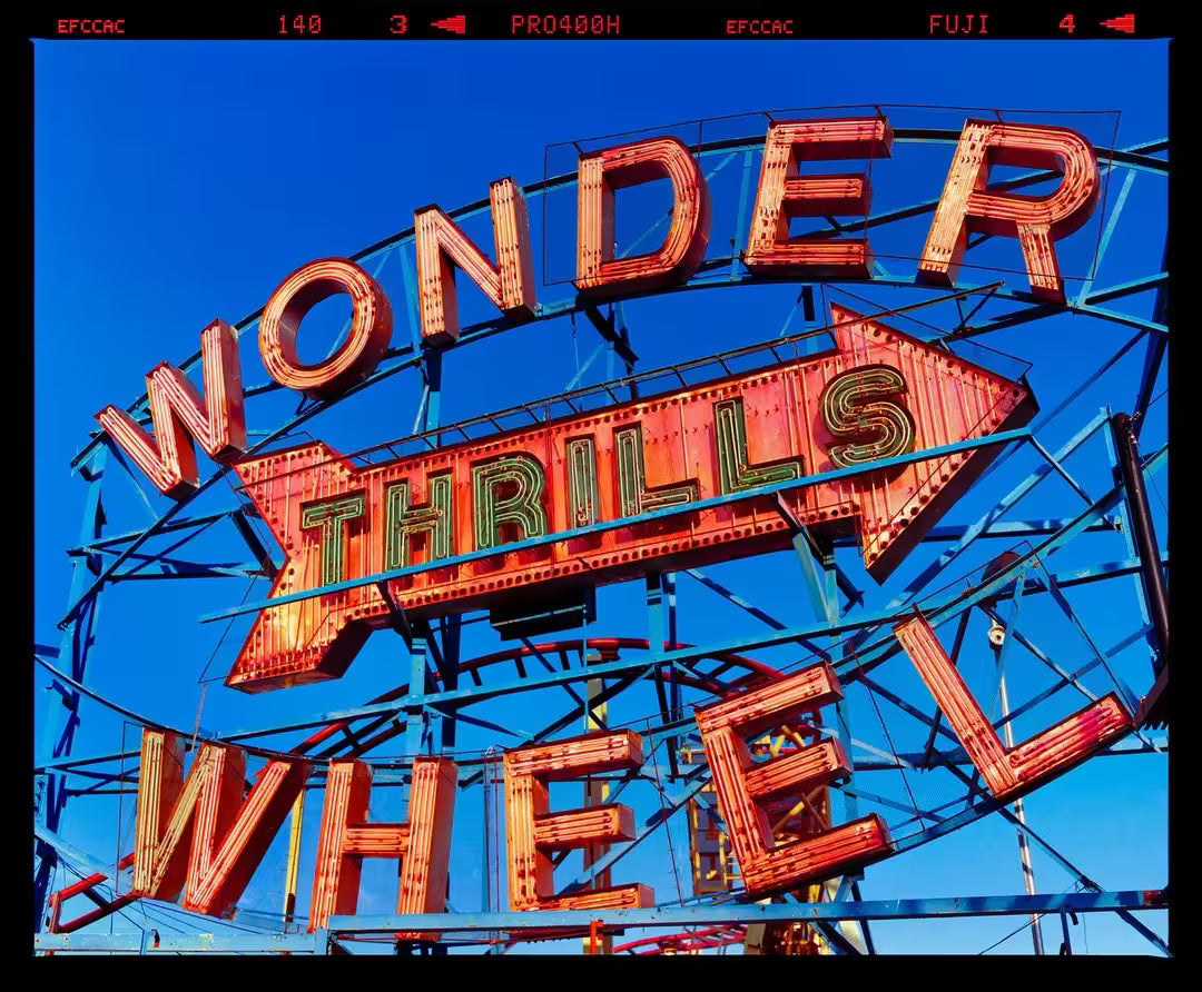 A limited edition photograph by Richard Heeps using vibrant colours, the title is Thrills