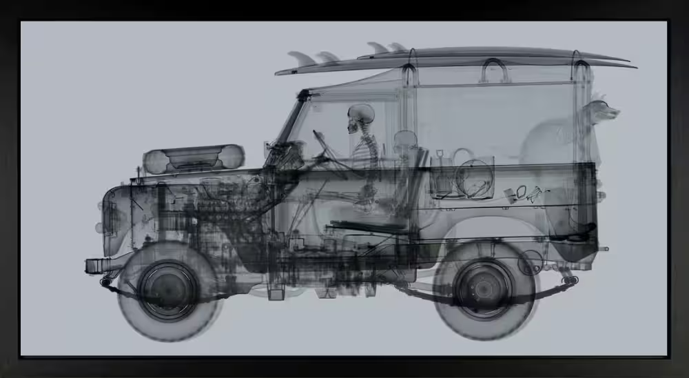 Nick Veasey Land Rover Mid Grey framed