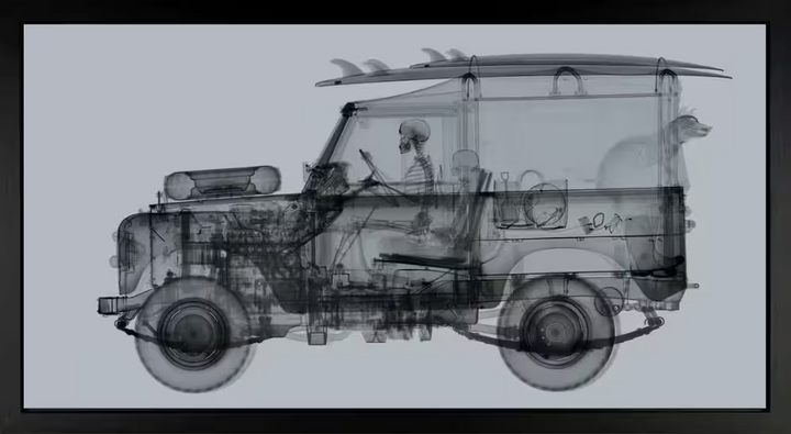 Nick Veasey Land Rover Mid Grey framed