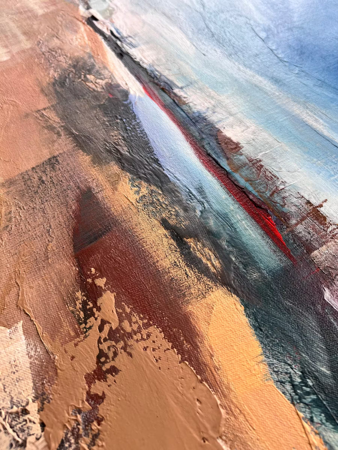 A Debbie Boon original of an abstract seascape, the title is Vanishing Point West Runton