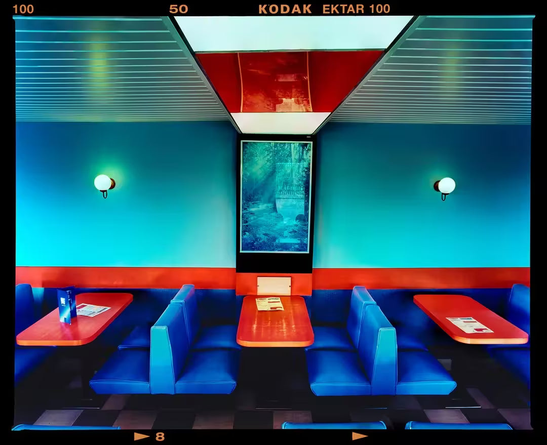 A limited edition photograph by Richard Heeps using vibrant colours, the title is Vintage Wimpy, Norfolk, 2023