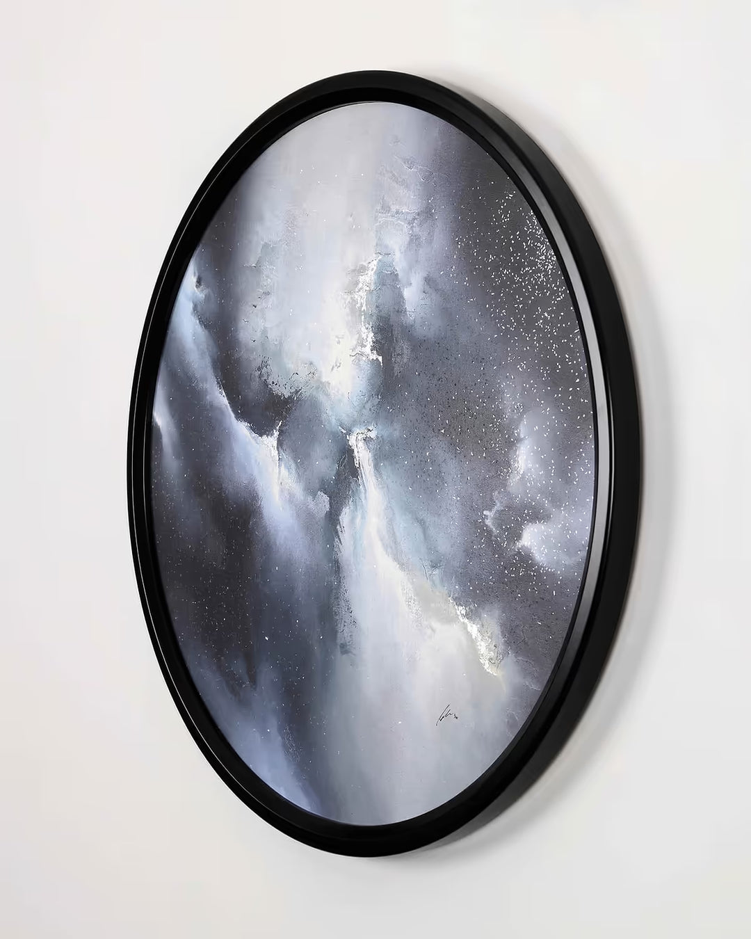 Where Light Begins circular abstract with blue and grey colours by Simon Kenny
