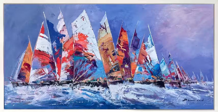 Wind In Our Sails III Framed in White Frame by Bernard