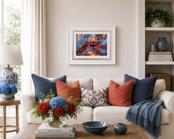 Fabian Perez Wine and Blue Lights Red in situ