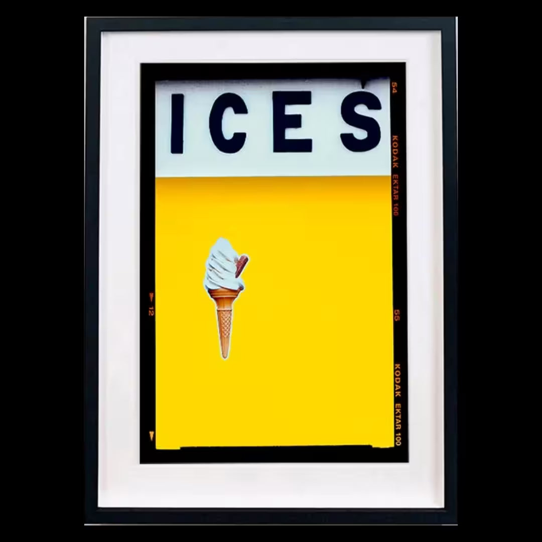 A framed limited edition photograph by Richard Heeps using vibrant colours, the title is Ices (Yellow)