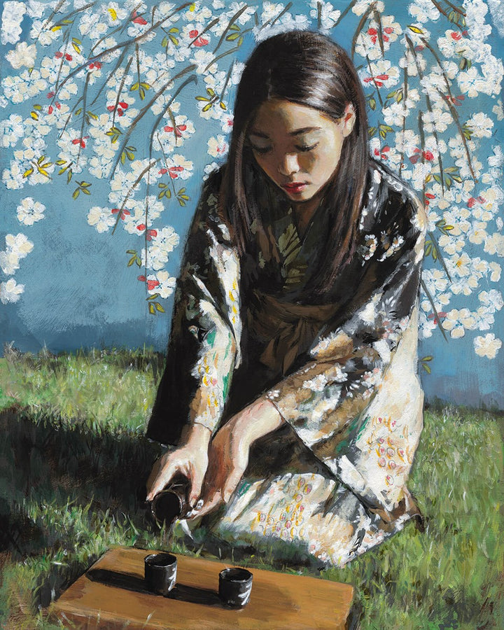 Geisha With White Flowers I by Fabian Perez