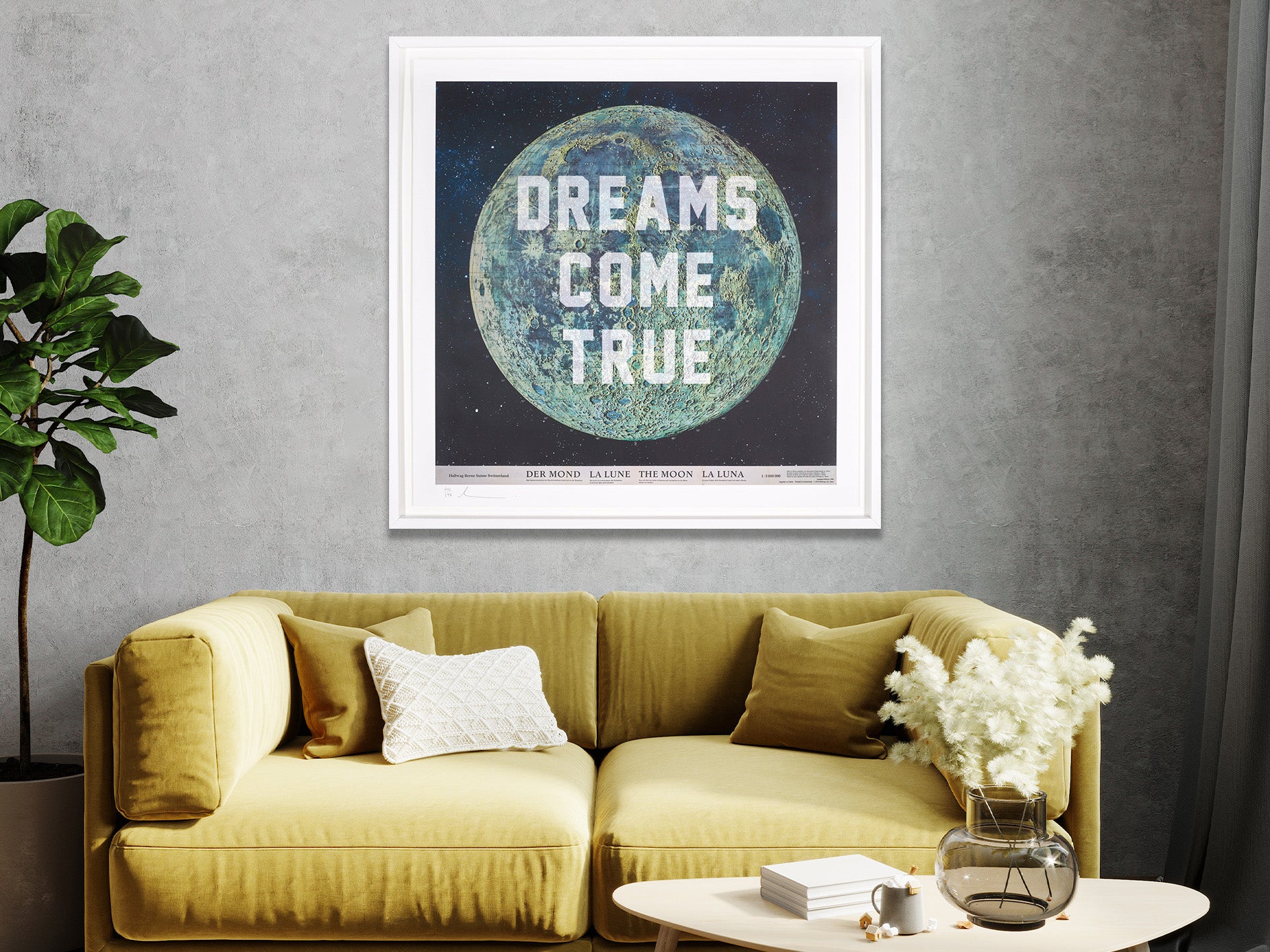 Dreams Come True by Real Hackney Dave, available at Startle Gallery, featuring hand-printed typography on unique vintage material