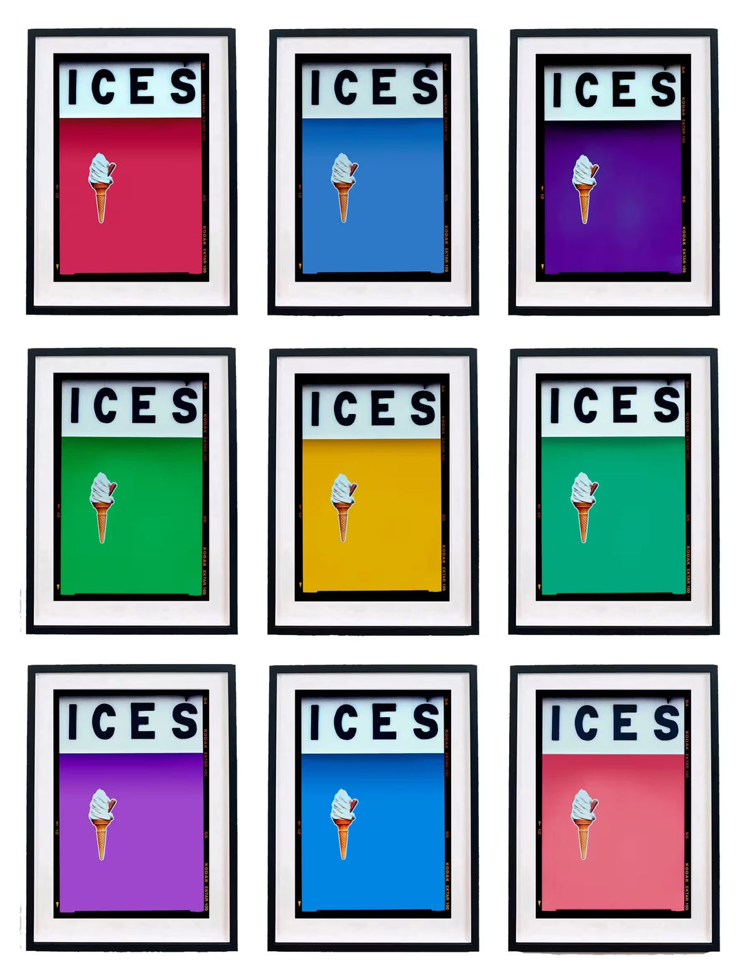 A limited edition photograph by Richard Heeps using vibrant colours, the title is Ices Multicolour Set of Nine