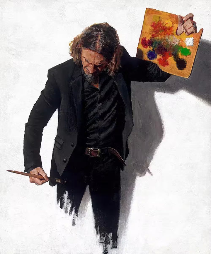 A Fabian Perez limited edition self portrait of Fabian painting himself, the title is Neo Emotionalism The New Era
