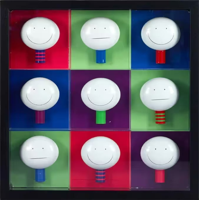 A Doug Hyde original of nine faces all with different expressions and colours, the title is One in a Million