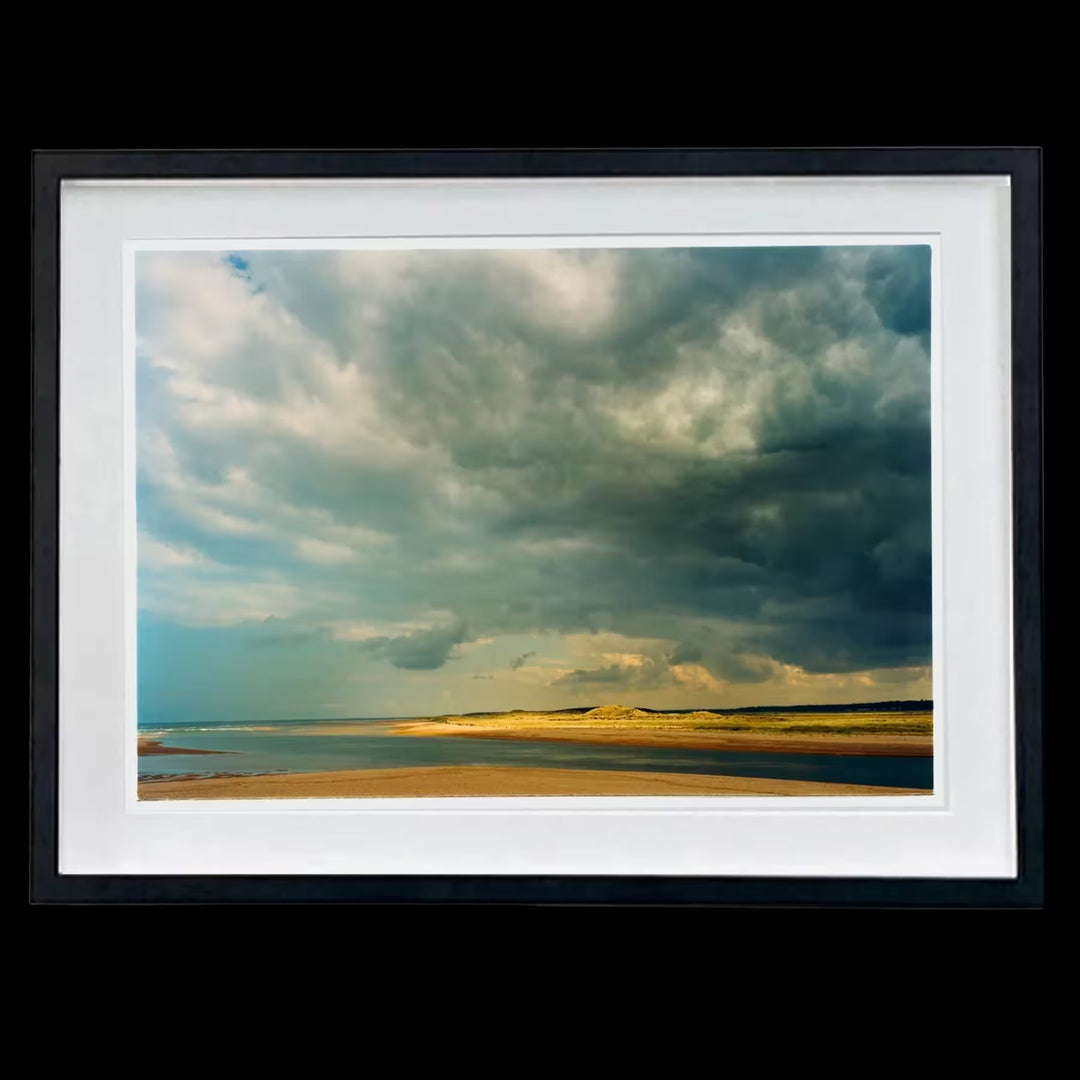 A framed limited edition photograph by Richard Heeps using vibrant colours, the title is View From Scolt Head of Gun Hill, Norfolk, 2001
