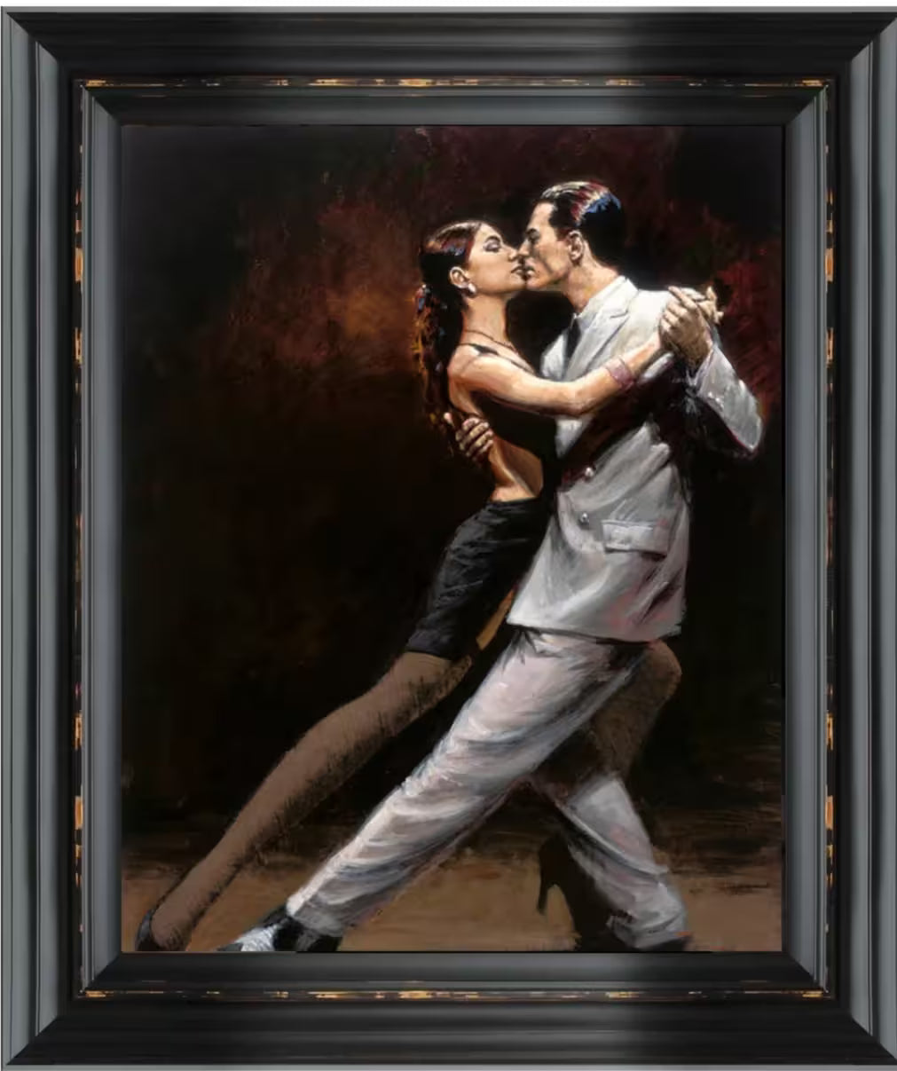 A Fabian Perez framed limited edition of a couple doing the tango, the title is Tango in Paris