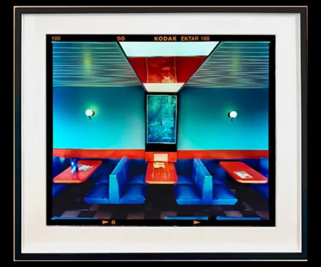 A framed limited edition photograph by Richard Heeps using vibrant colours, the title is Vintage Wimpy, Norfolk, 2023